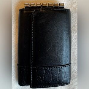 Gucci Black Leather Guccissima 6 Ring Key Holder Made in Italy